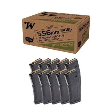 [PACKAGE] 500 Rounds Winchester M855 (Green Tip) 5.56 Ammo AND 10 Magpul Pmag Gen 2 30RD Magazines